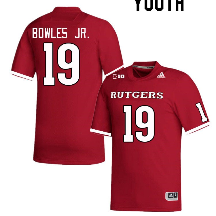 Youth #19 Todd Bowles Jr. Rutgers Scarlet Knights College Football Jerseys Stitched Sale-Scarlet - Click Image to Close